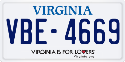 VA license plate VBE4669
