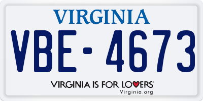 VA license plate VBE4673