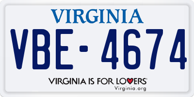VA license plate VBE4674