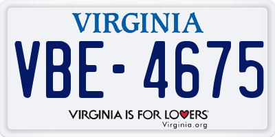 VA license plate VBE4675