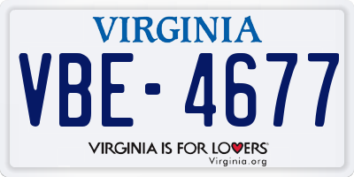 VA license plate VBE4677