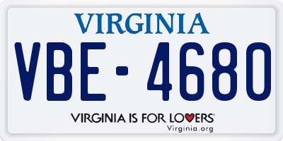 VA license plate VBE4680