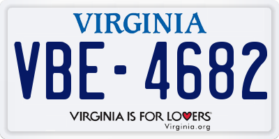 VA license plate VBE4682