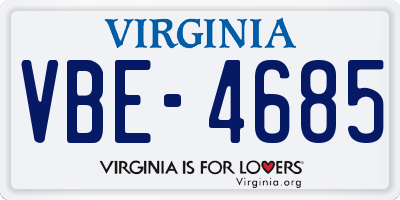 VA license plate VBE4685