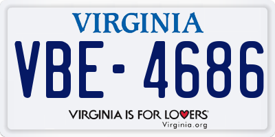 VA license plate VBE4686