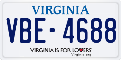 VA license plate VBE4688