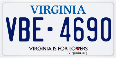VA license plate VBE4690