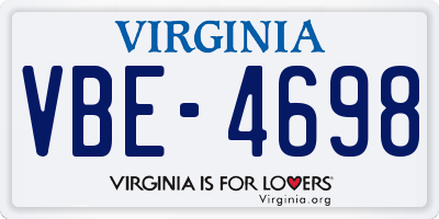 VA license plate VBE4698