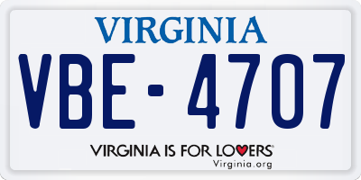 VA license plate VBE4707