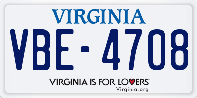 VA license plate VBE4708