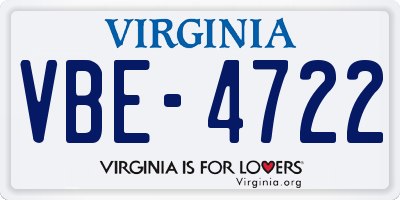 VA license plate VBE4722