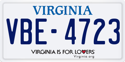 VA license plate VBE4723