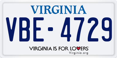 VA license plate VBE4729