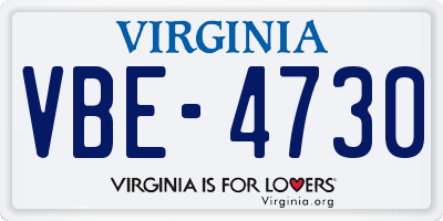 VA license plate VBE4730