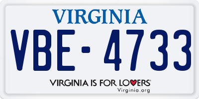 VA license plate VBE4733