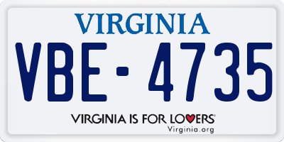 VA license plate VBE4735