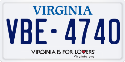 VA license plate VBE4740