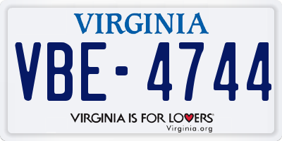 VA license plate VBE4744