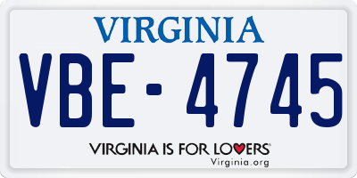 VA license plate VBE4745