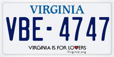 VA license plate VBE4747