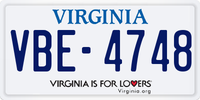VA license plate VBE4748