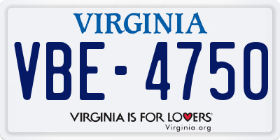 VA license plate VBE4750