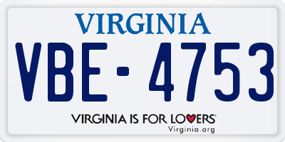 VA license plate VBE4753