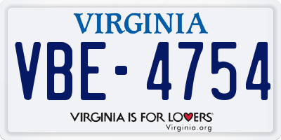 VA license plate VBE4754
