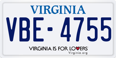 VA license plate VBE4755