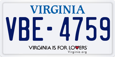 VA license plate VBE4759