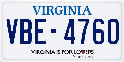 VA license plate VBE4760