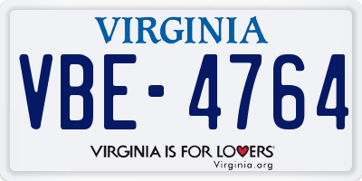 VA license plate VBE4764