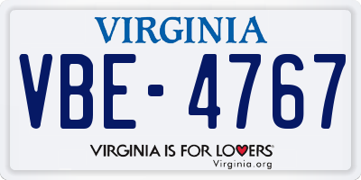 VA license plate VBE4767