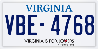 VA license plate VBE4768