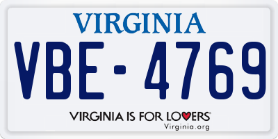 VA license plate VBE4769