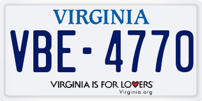 VA license plate VBE4770