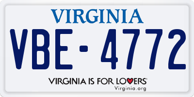 VA license plate VBE4772
