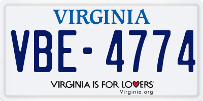 VA license plate VBE4774