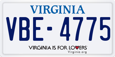 VA license plate VBE4775