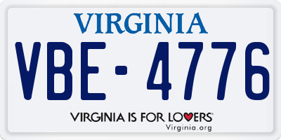 VA license plate VBE4776