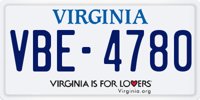 VA license plate VBE4780