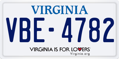 VA license plate VBE4782