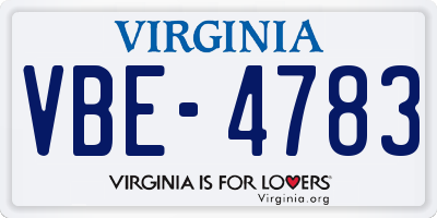 VA license plate VBE4783