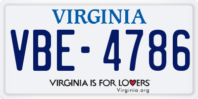 VA license plate VBE4786