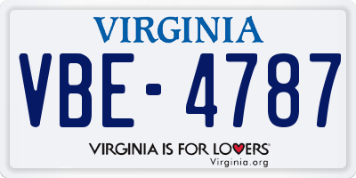 VA license plate VBE4787