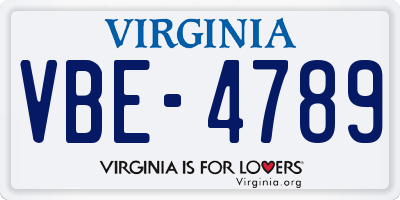 VA license plate VBE4789