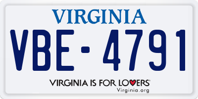 VA license plate VBE4791