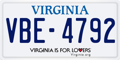 VA license plate VBE4792