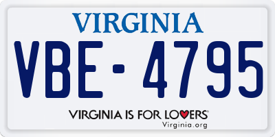 VA license plate VBE4795