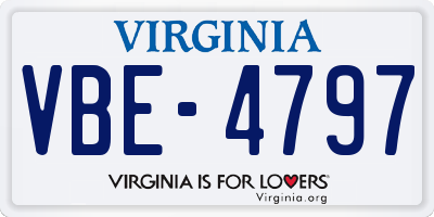 VA license plate VBE4797